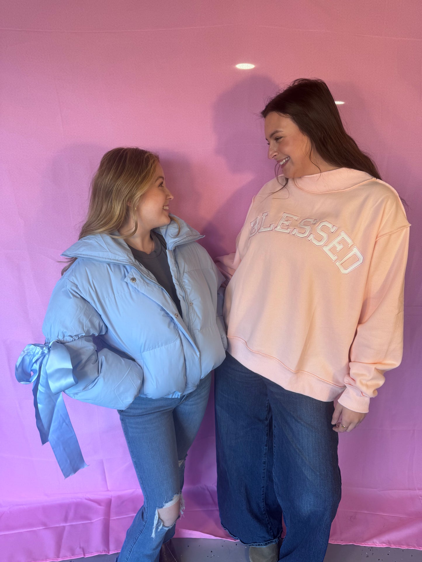 Puffer Jacket With Bow Knot Elbow String