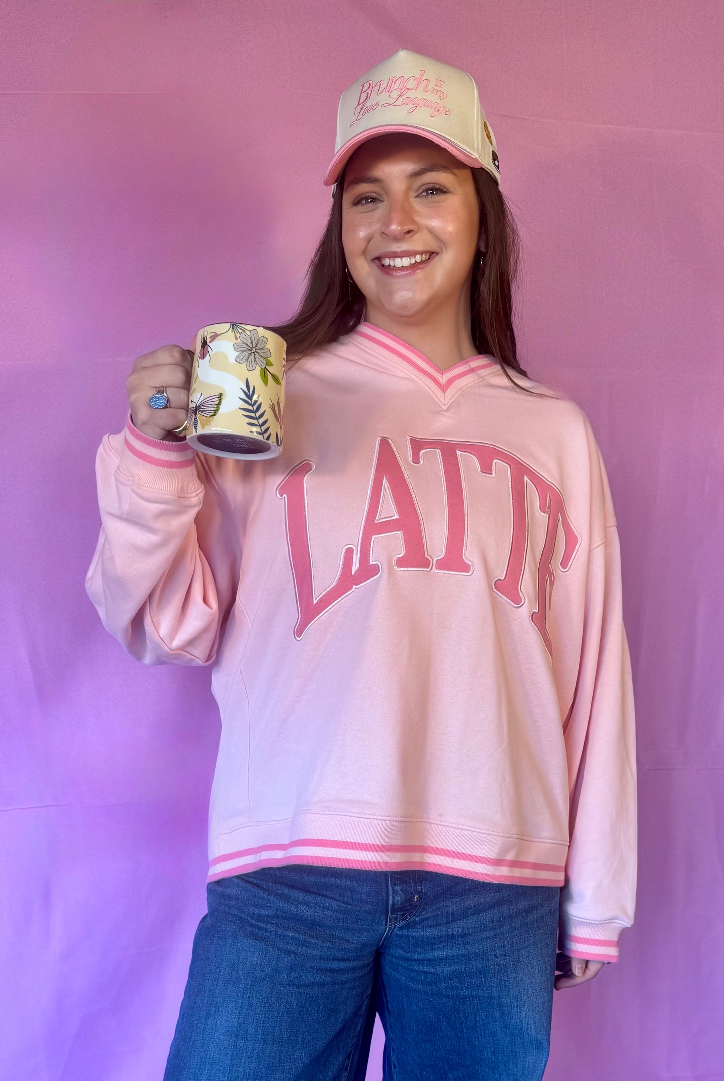 Brunch - Blue Vintage V-Neck Sweatshirt