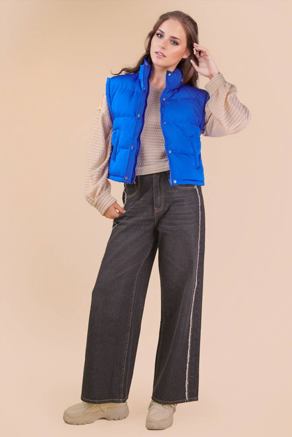 Mock Neck Casual Puffer Vest
