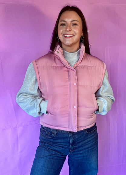 Mock Neck Casual Puffer Vest