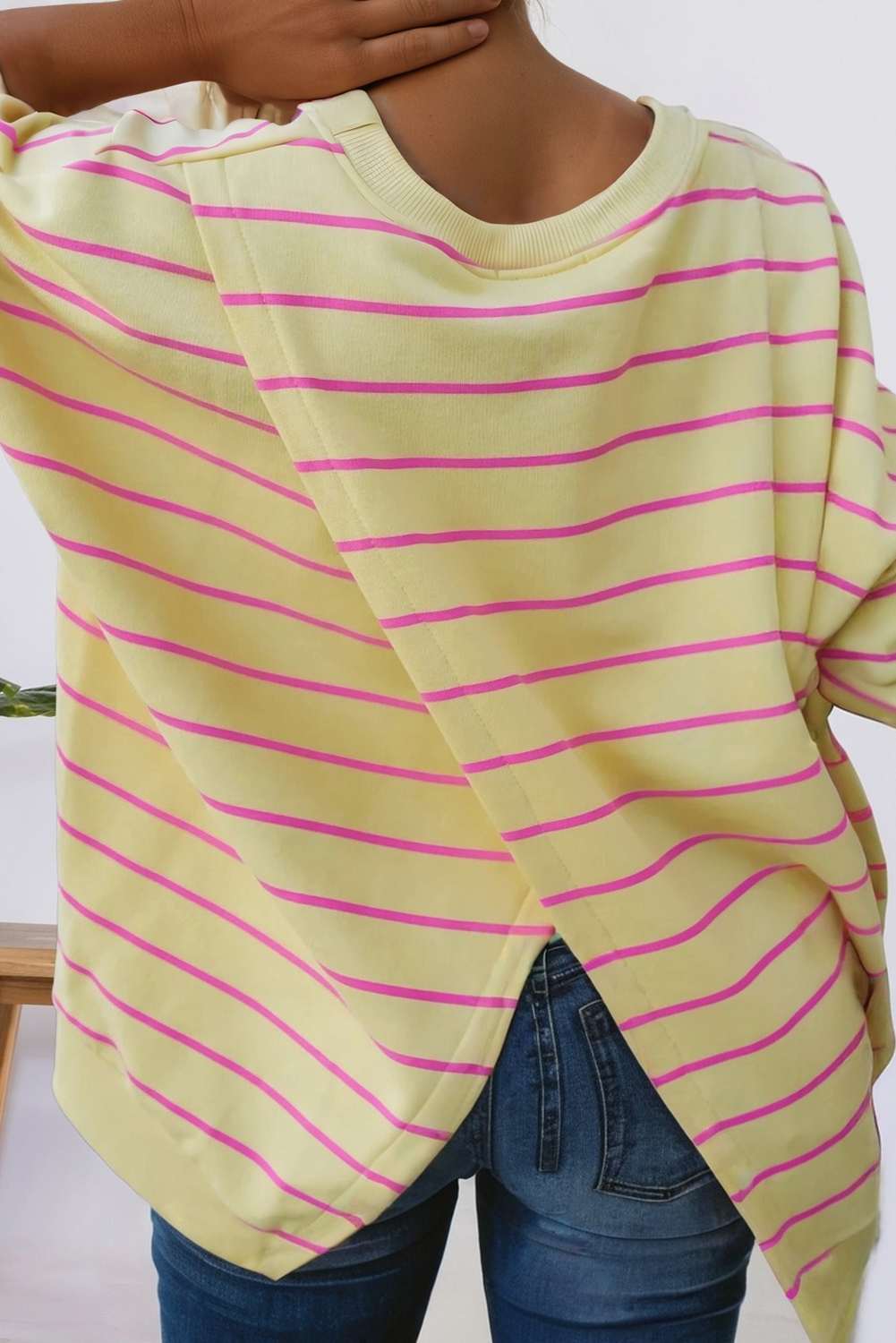 Striped Overlap Drop Shoulder