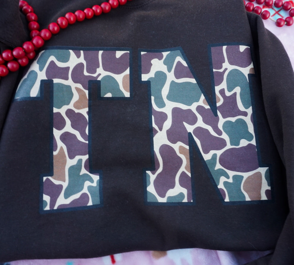 Custom Duck Camo State Dark Chocolate Graphic Crewneck- RTS