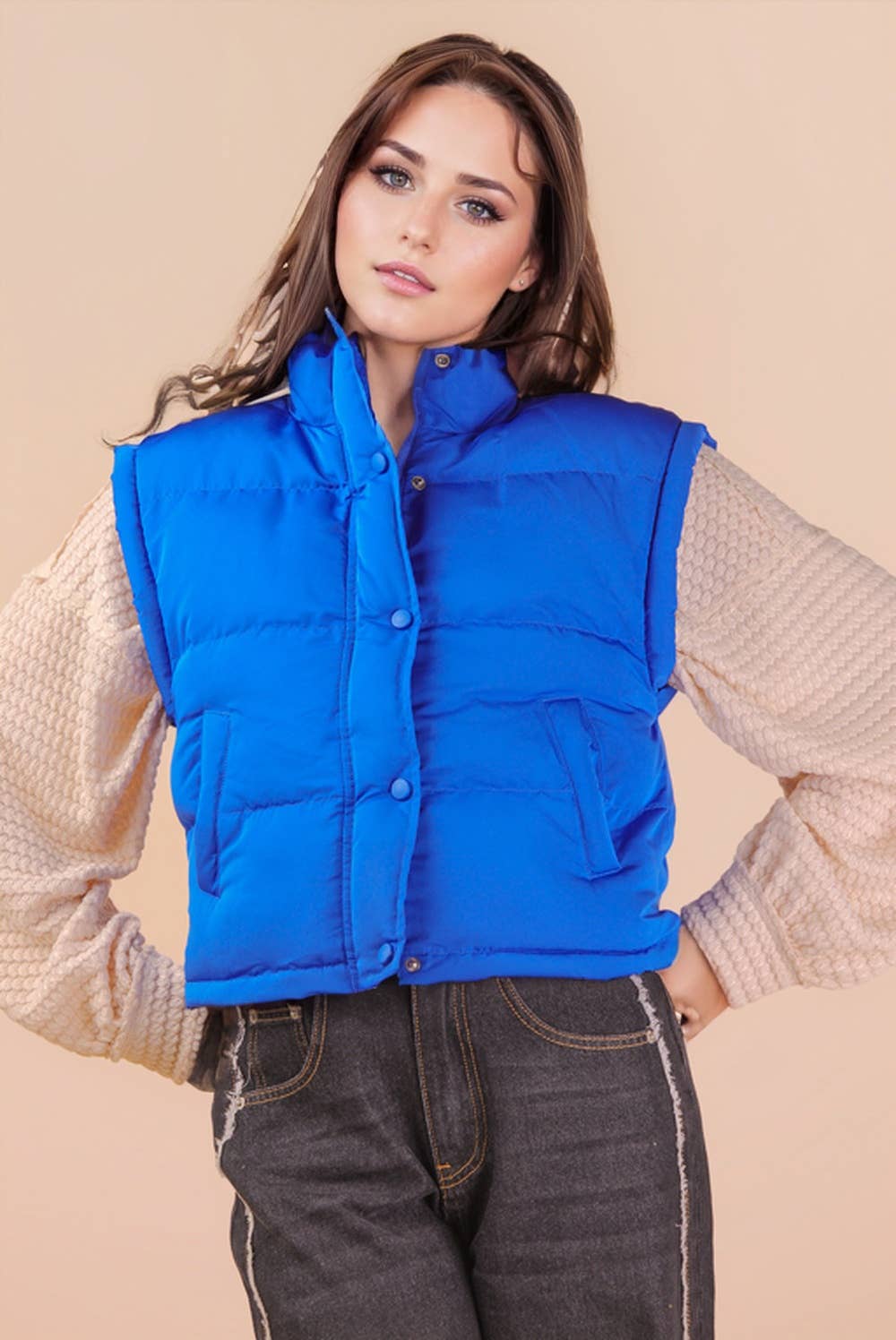 Mock Neck Casual Puffer Vest