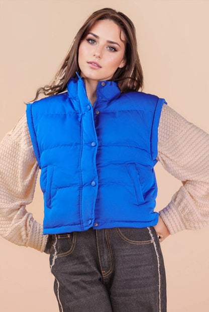 Mock Neck Casual Puffer Vest