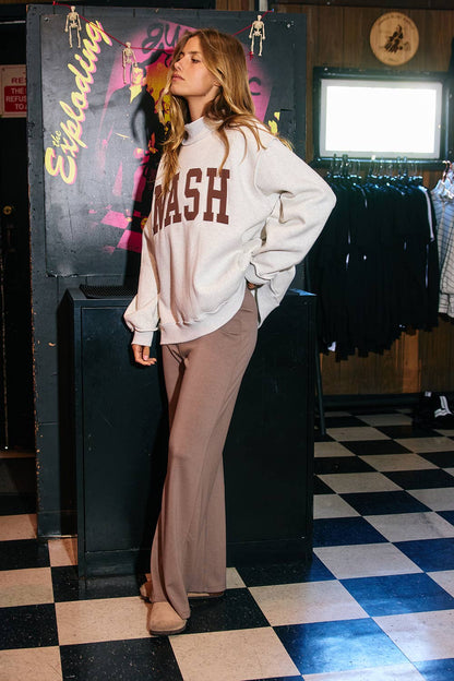 IT2594E-NASH 'NASH' Embroidered Mock Neck Sweatshirt