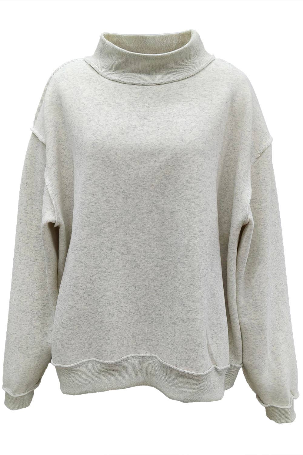 IT2594-BLANK2 | Solid Reversible Mock Neck Sweatshirt Top