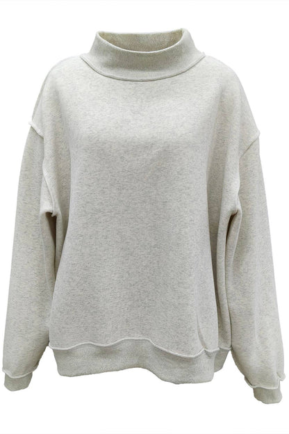 IT2594-BLANK2 | Solid Reversible Mock Neck Sweatshirt Top
