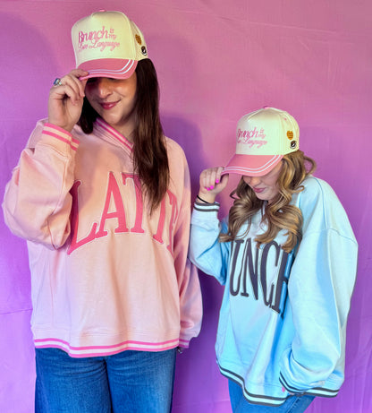 Brunch - Blue Vintage V-Neck Sweatshirt