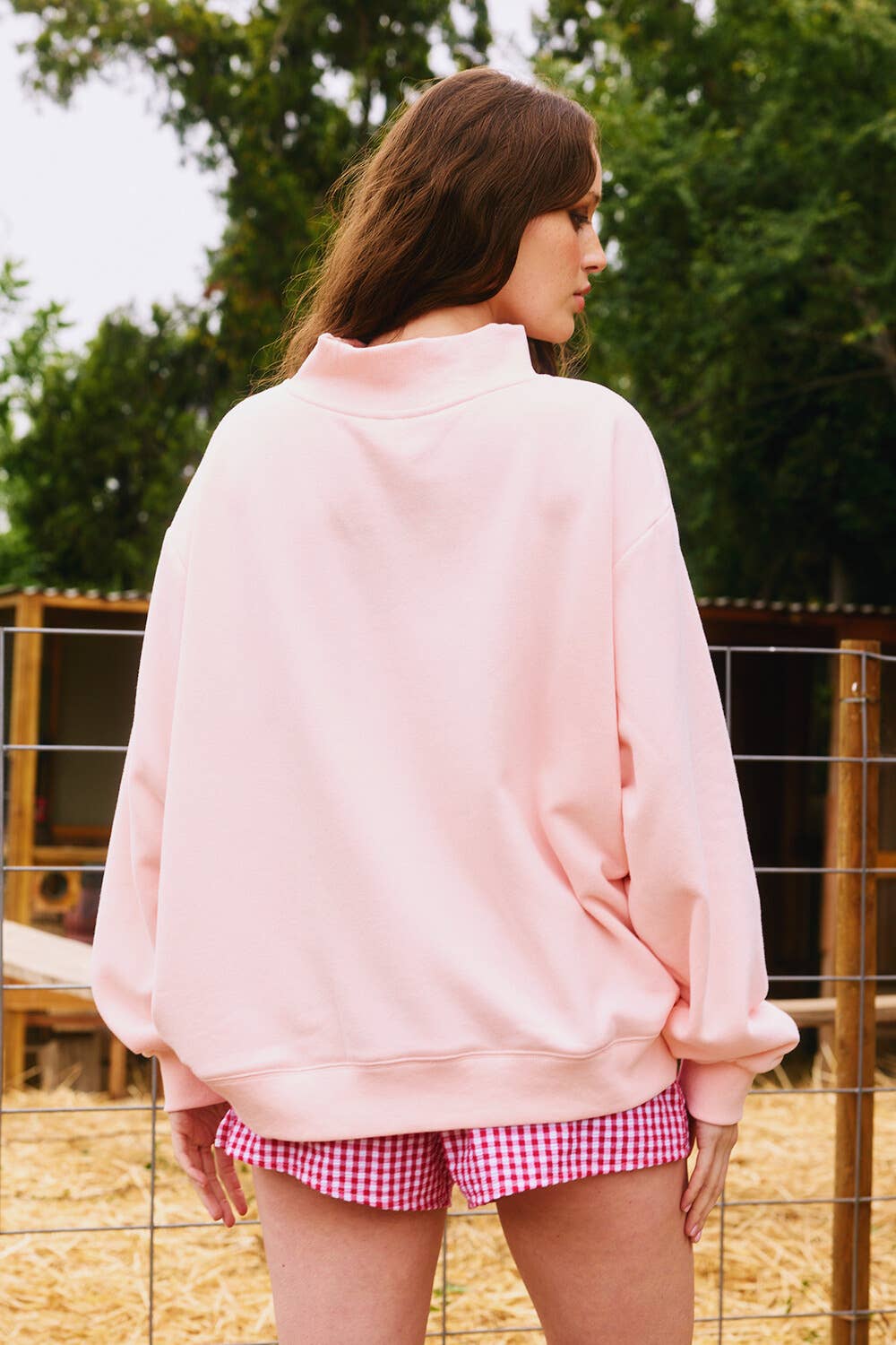 BLESSED' Embroidered Mockneck Sweatshirt