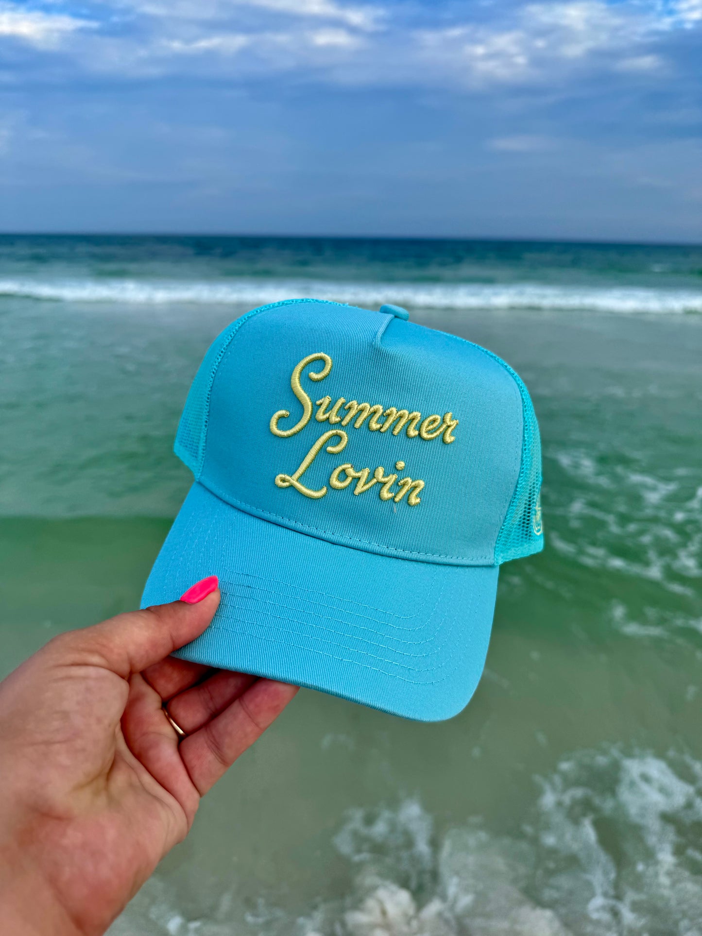 Summer Lovin - Baby Blue Canvas Trucker Hat