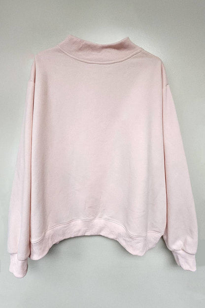 BLESSED' Embroidered Mockneck Sweatshirt