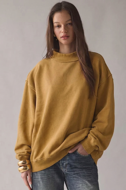 IT2594-BLANK2 | Solid Reversible Mock Neck Sweatshirt Top