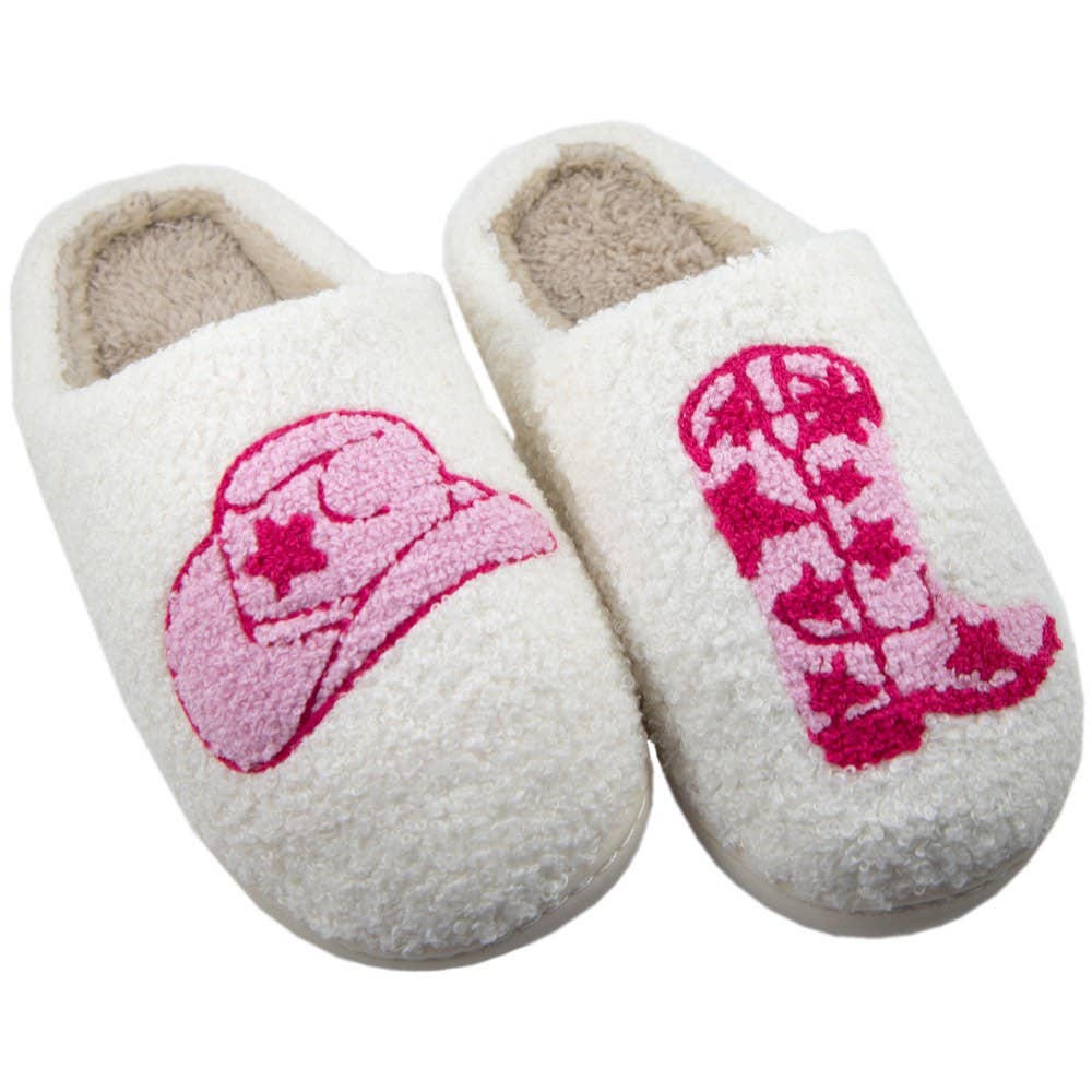 Boot and Cowgirl Hat Western Slippers- RTS