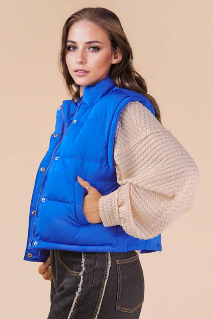 Mock Neck Casual Puffer Vest