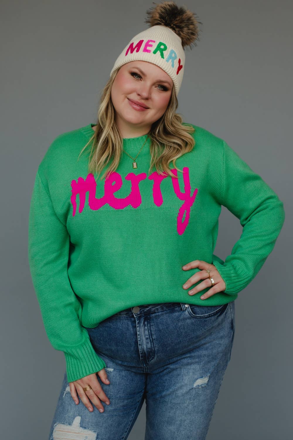 XXL Mint Green Merry Sweater RTS