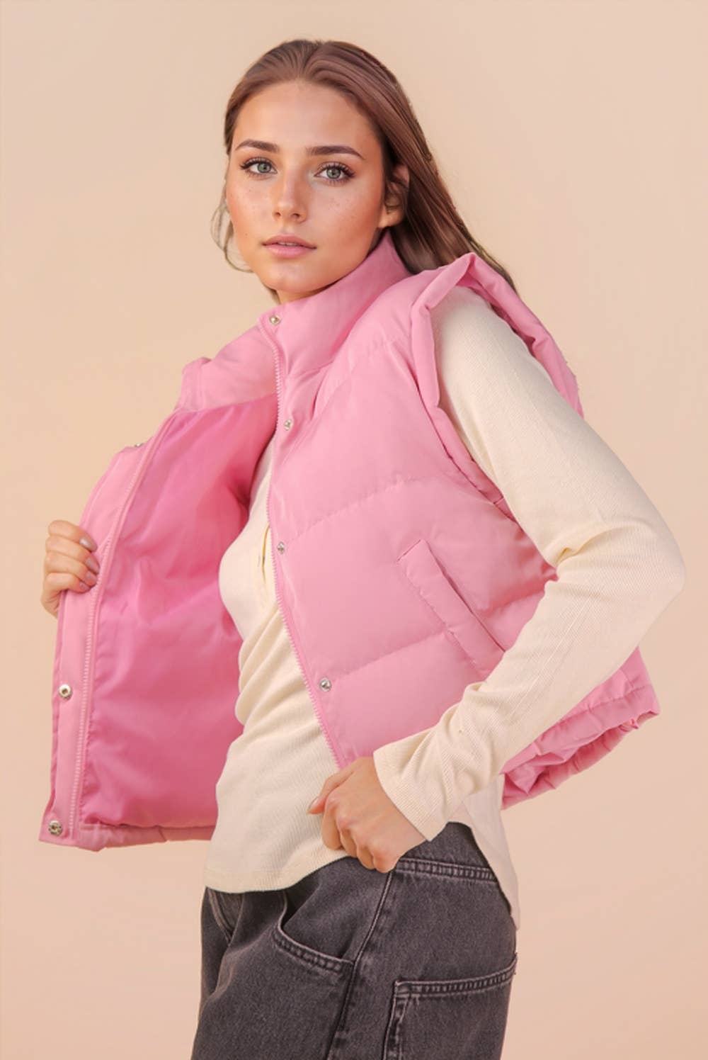 Mock Neck Casual Puffer Vest