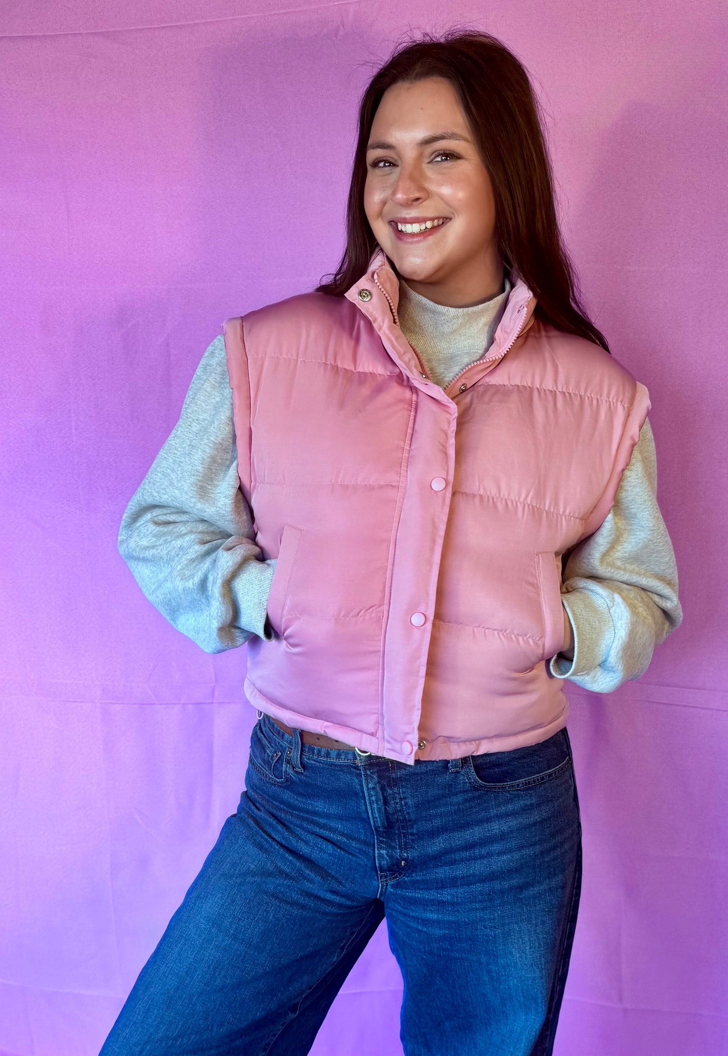 Mock Neck Casual Puffer Vest