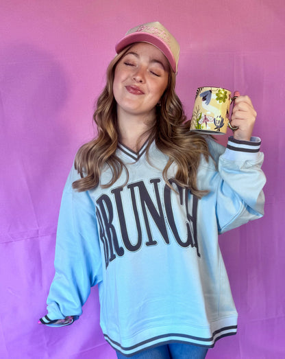 Brunch - Blue Vintage V-Neck Sweatshirt