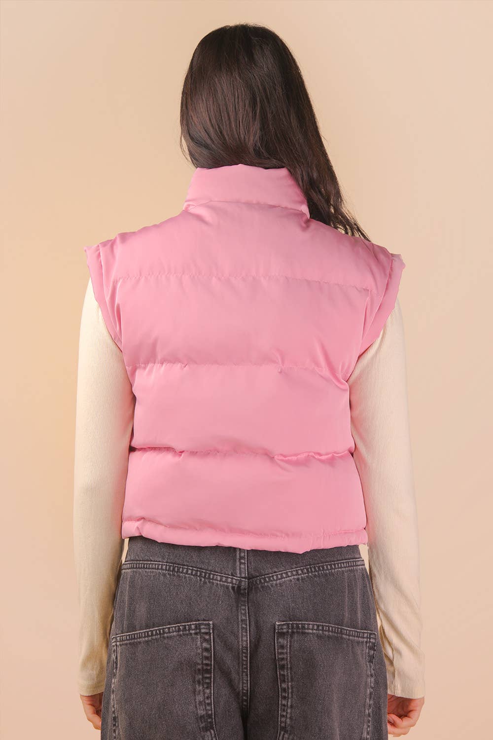 Mock Neck Casual Puffer Vest