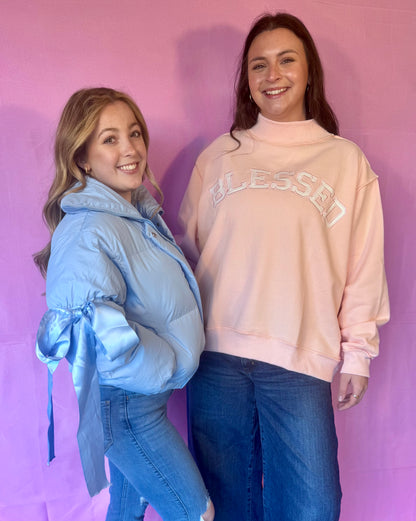 Puffer Jacket With Bow Knot Elbow String