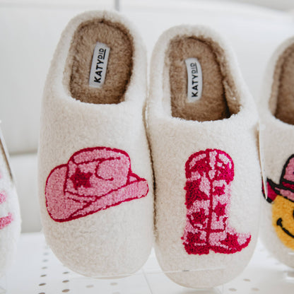 Boot and Cowgirl Hat Western Slippers- RTS