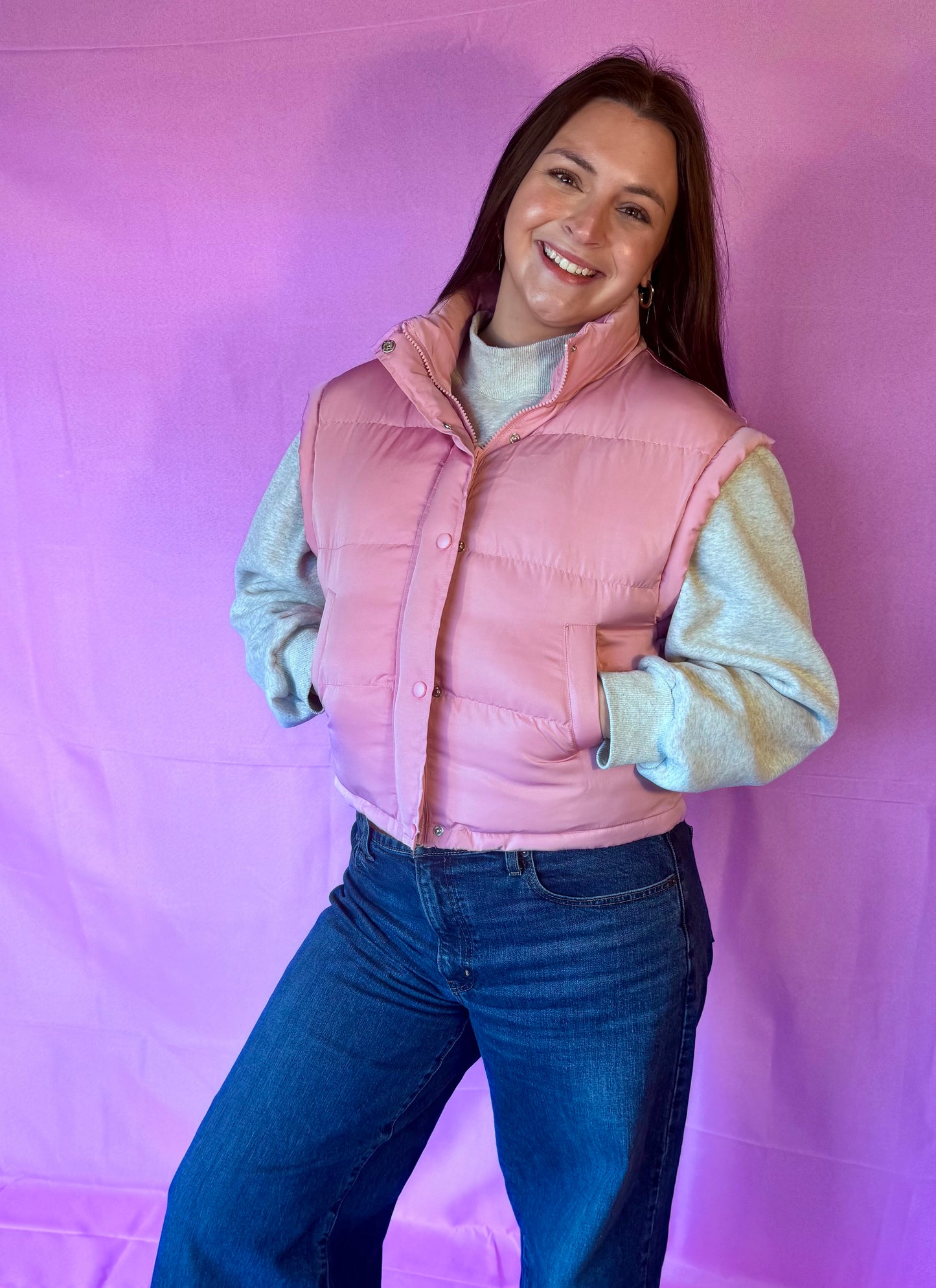 Mock Neck Casual Puffer Vest