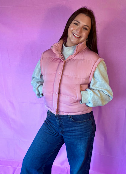 Mock Neck Casual Puffer Vest