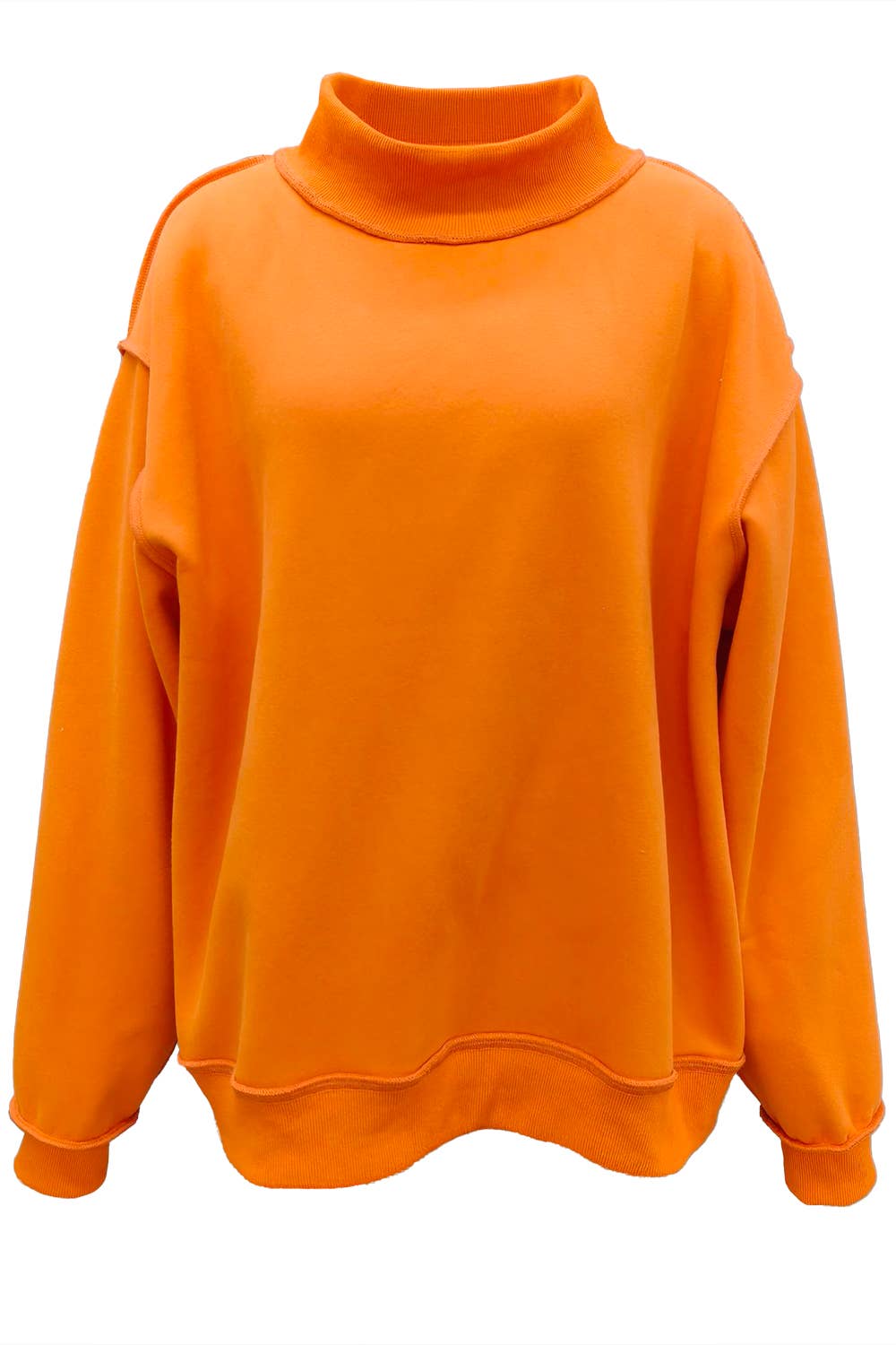 IT2594-BLANK2 | Solid Reversible Mock Neck Sweatshirt Top