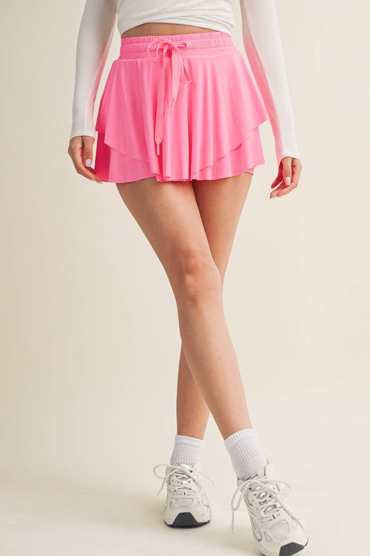 Flowy Mini Skort with Drawstring