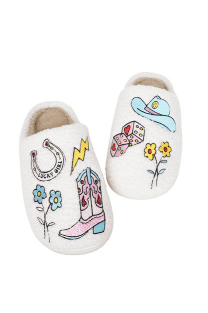 Lucky Cowgirl Icons Wholesale Cozy Slippers- RTS