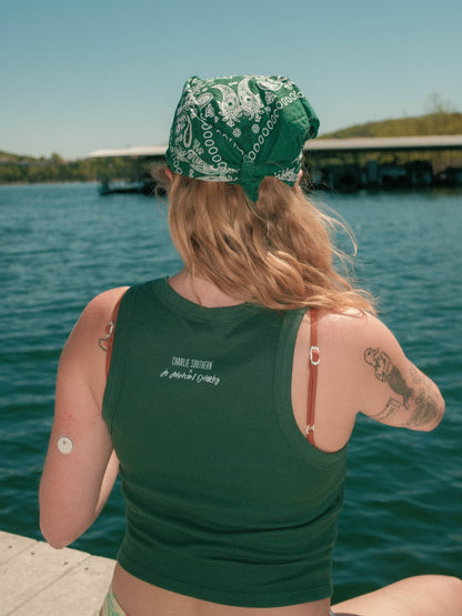 LET ME DRIVE THE BOAT TANK X JO JOHNSON OVERBY - GREEN