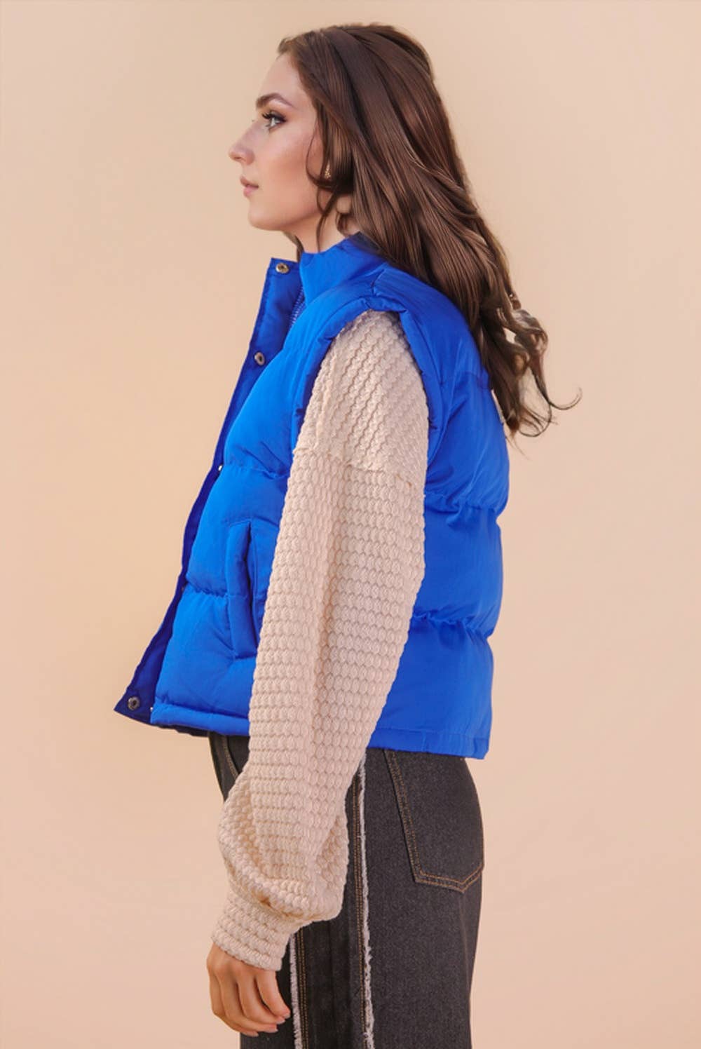 Mock Neck Casual Puffer Vest