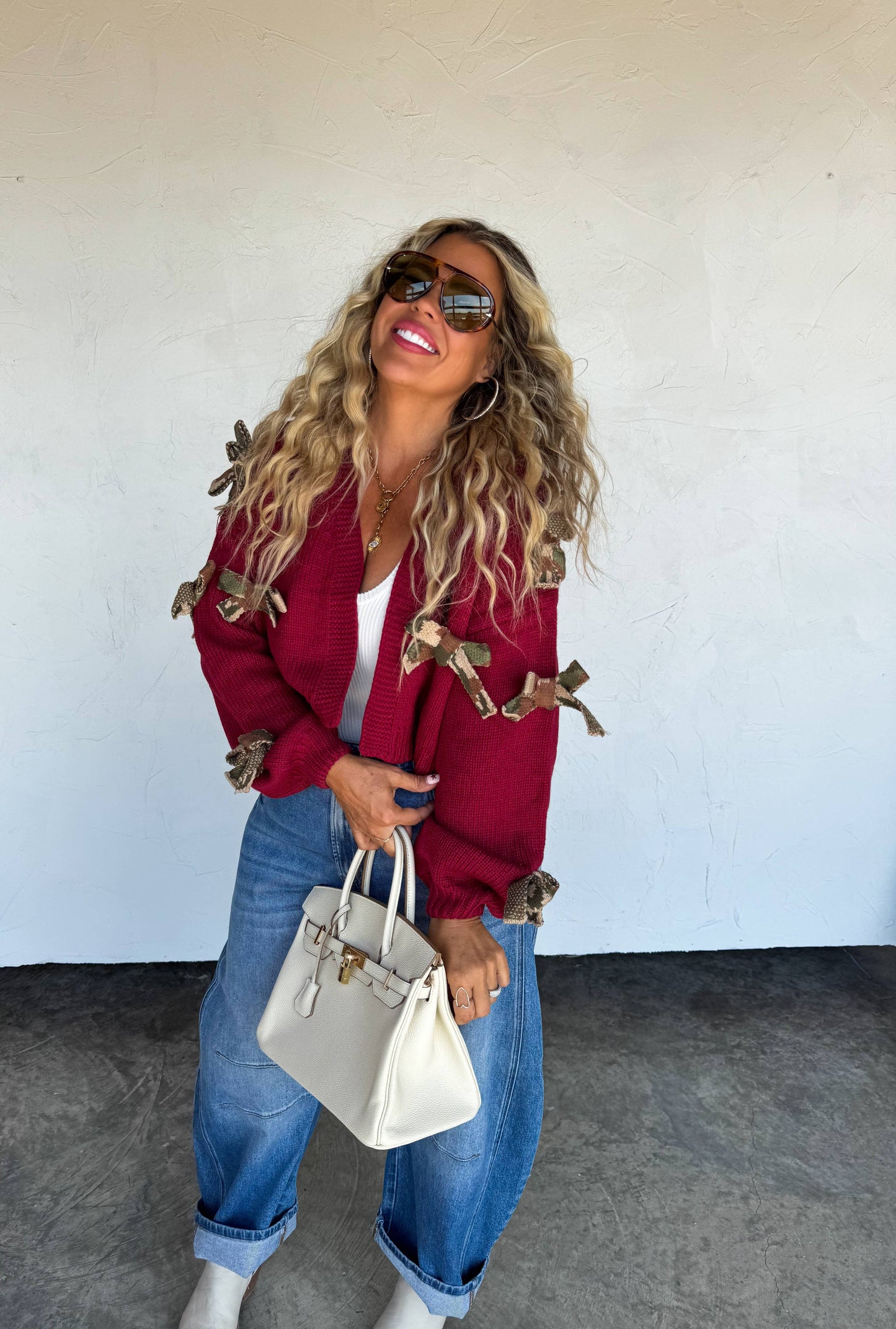 SLOANE BOW KNIT CARDIGAN
