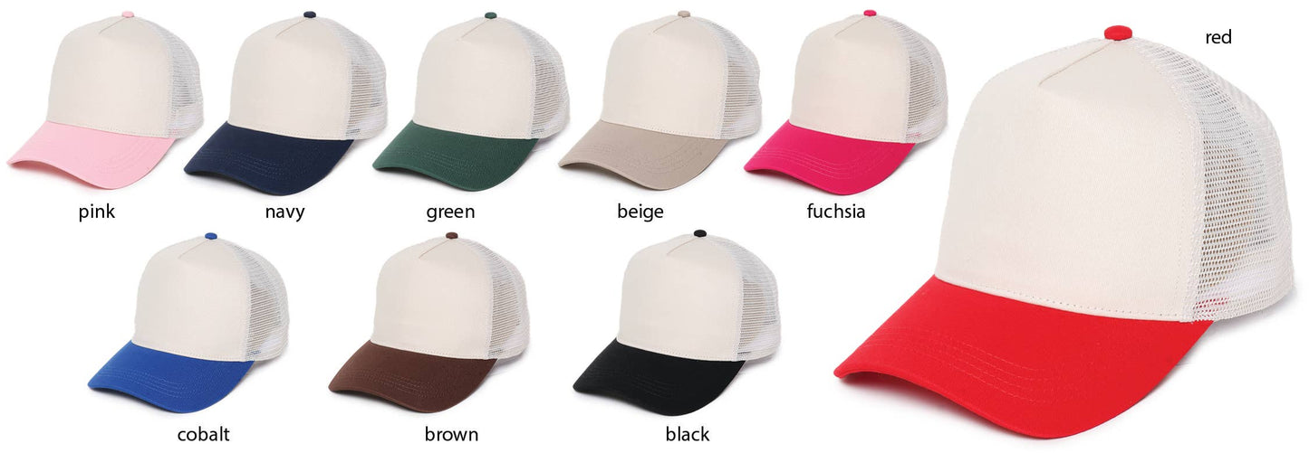 5 Panel Two Tone Mesh back Baseball Cap