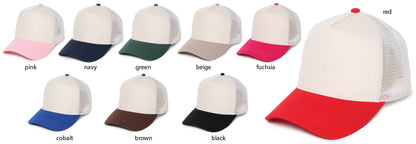 5 Panel Two Tone Mesh back Baseball Cap