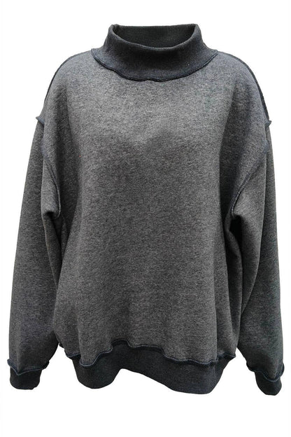 IT2594-BLANK2 | Solid Reversible Mock Neck Sweatshirt Top